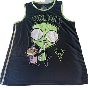 Invader Zim Jersey Mens XXL Funny Y2K Graphic Sleeveless Sports Cartoon